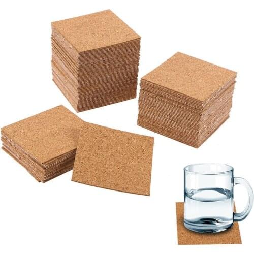 10Pcs Square Cork Coasters For Home Office Kitchen Table Pad Cork Wine Drink Coffee Tea Cup Mats adhesive Sheet Backing Cork