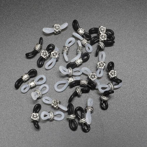 10 Pcs DIY Metal Beads Antiskid Rubber Ring Sunglasses Retainer End Loop Connectors For Eyewear Rope Glasses Chain Holder Strap
