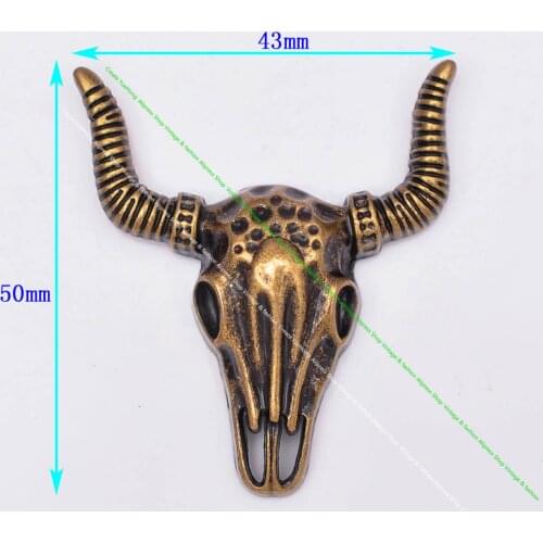 10X 50*43MM Punk Biker Antique Brass Western Bull Head Longhorn Leathercraft Belt Accessories Luggage Bag Conchos Screw Back