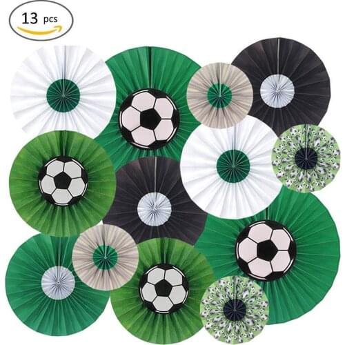 13pcs/set Russia World Cup Theme DIY Party Hanging Paper Flower Fan Foldable Origami Fan Football Soccer Home Wall Decoration