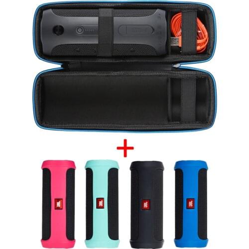 2 in 1 Hard EVA Carry Zipper Storage Box Bag+ Soft Silicone Case Cover For JBL Flip4 Bluetooth Speaker For JBL Flip 4 Column