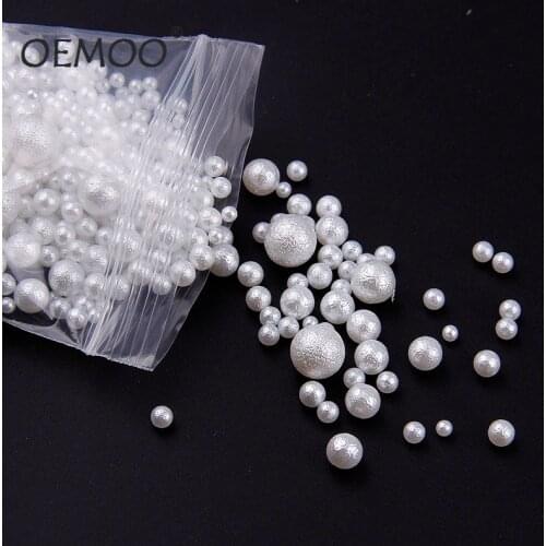 20g 3-6mm Pure White,Rice White Mix Size Scrub Imitation Pearl Beads No Holes Loose Spacer DIY Beads
