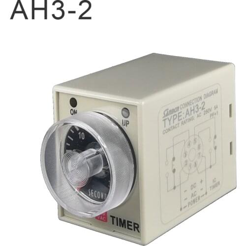2019 latest 1pcs AC/DC universal 24V-240V timer relay AH3-2 time delay relay good quality relay timer
