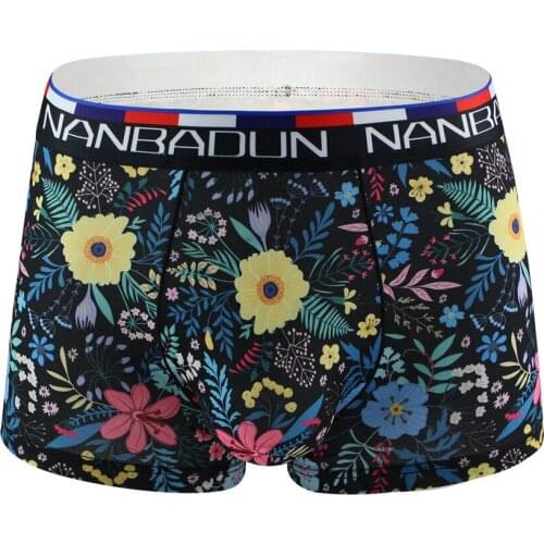 2020 New Underwear Men Boxer Shorts Wide Waistband Print Panties Man U Convex Pouch Underpants Cueca calzoncillo Plus Size M-XXL