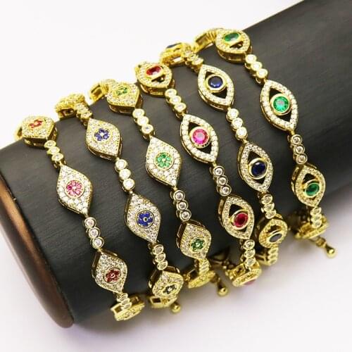 3 Pcs New design Zircon eyes charms Bracelet bangle jewelry Mix color Eyes charms Bracelet fashion jewelry for women 51372