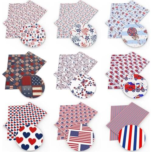 July 4th 20*33cm Ordinary Faux Synthetic Leather Fabric For Bows Leather Crafts DIY Handmade Material,1Yc17671