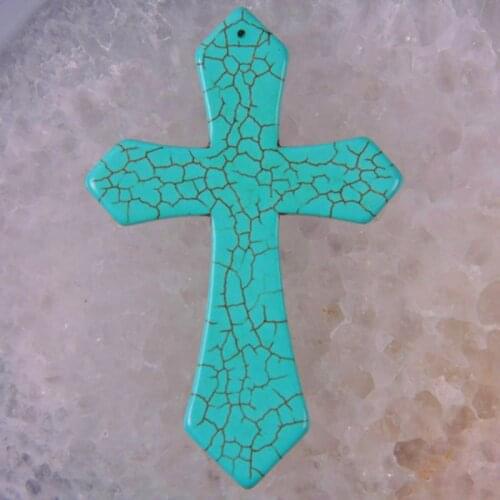 85x57MM Blue Howlite Cross GEM Pendant Jewelry Jewelry S008