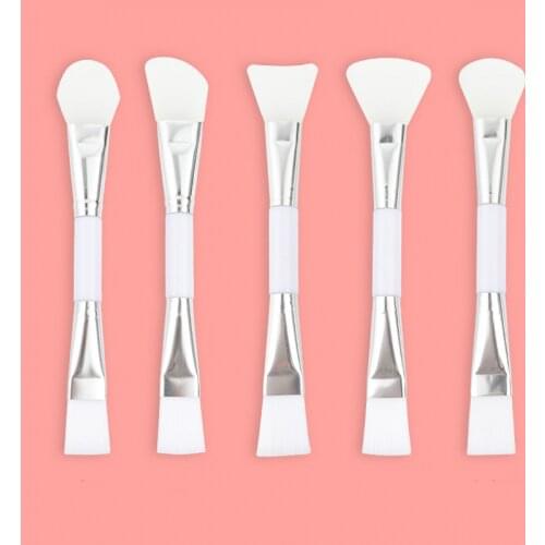 White Double-Ended Facial Mask Brush Soft Hair Silicone Cosmetic Women Makeup Brushes Skin Care Mask Mud Brush Beauty Tools