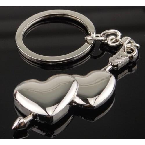 FREE SHIPPING BY DHL 100pcs/lot 2019 New Metal An Arrow Piercing Two Hearts Keychains Cupid Heart Keyrings Lovers Gifts