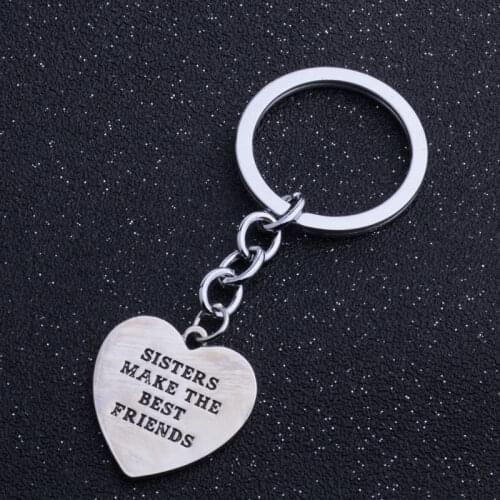 Bespmosp Heart Love "Sisters Make The Best Friends" Pendant Key Chain Charm Gift For Family Women Gifts BFF Friendship Jewelry
