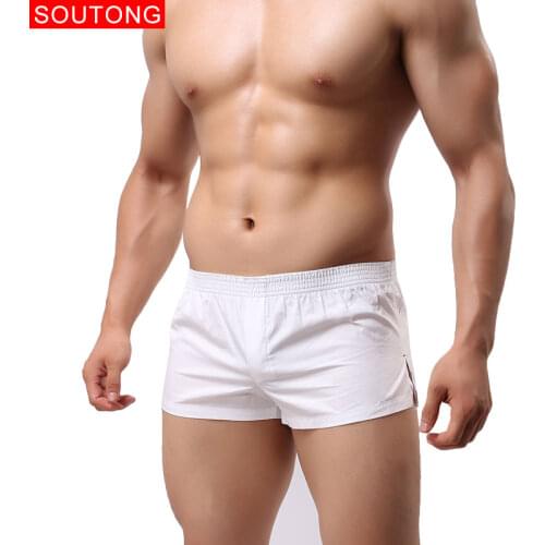 Soutong 3Pcs/lot Sexy Men Underwear Boxers Cotton Comfortable Loose Trunks Cueca Boxer Shorts Fashion Print Men Home Underpants