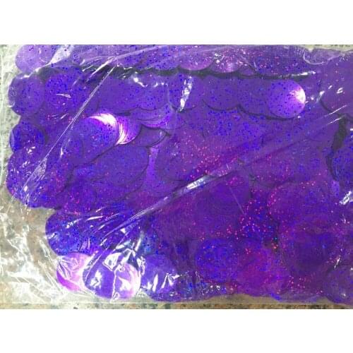 50g/lot Large Round Sequins 30mm PVC Flat Paillette Hologram Sequins Decoration Side Hole Laser Purple