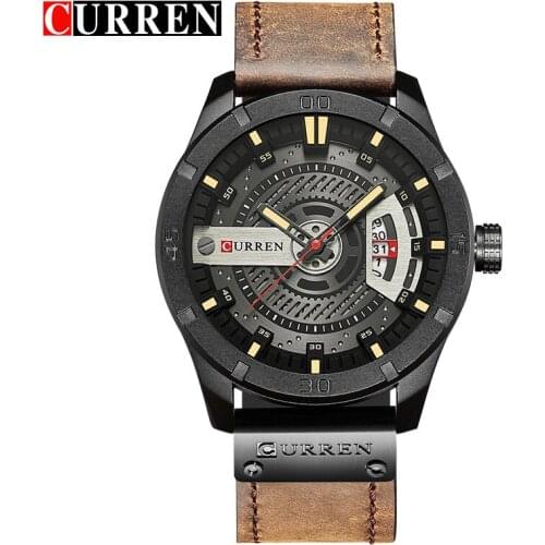 Curren Mens Casual Sport Quartz Watch Mens Watches Top Brand Luxury Quartz-Watch Leather Military Watch Wrist Male Clock 8301