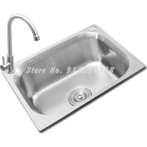 Electric Hot Water Faucet Special Flat Side Beveled Sus304 Stainless Steel Sink Single Tank Package Single Tank Sink
