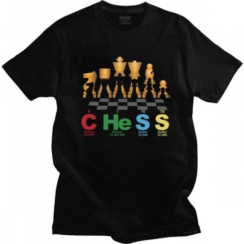 Classic Chess Periodic Elements Tshirt for Men Short Sleeve Streetwear Chessboard Game T Shirts Fashion Cotton T-Shirt Gift Idea