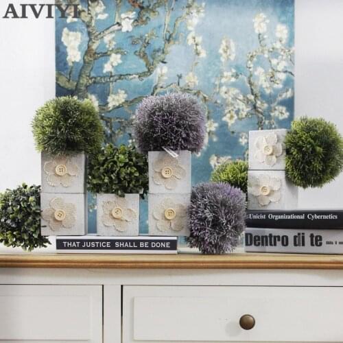 Artificial Pine needles Bonsai Plastic Fake Green Milan Grass Decorative Emulate Plant Simulate Plant With Pot Home Decoration