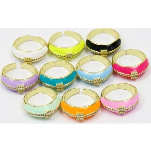 10 Piece Round Enamel Rings Zircon Jewelry Bang rings Fashion Jewelry accessories jewelys jewelry party ring Enamel rings51770