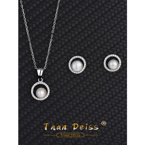 Natural Freshwater Pearl Necklace Pendant Earrings Two-Piece Set For Mom To Send Elders S925 Sterling Silver Collarbone Necklace