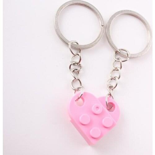 Pink Color DIY Building Blocks Key Chain Hanging Ring Bricks Accessories Keychain Brick Kits Compatible All Brands Toys Key Ring