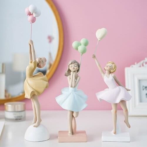 Creative Resin Fashion Balloon Cute Girl Sculpture Decoration Home Adornment Living Room Bedroom Light Luxury Statue Ornaments