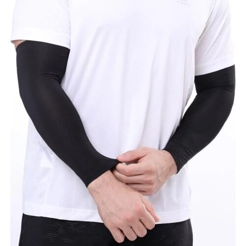 Men Breathable Quick Dry Sun UV Protection Running Arm Sleeves Basketball Elbow Pad Fitness Armguards Sports Cycling Arm Warmers