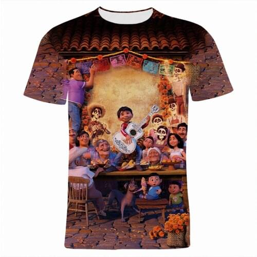 Coco Men Short Sleeve T-shirts Summer Cartoon Anime Clothes For Boy Girl Kids Vintage Disney 3D Print Women Oversize T Shirt