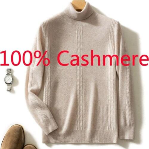 New Arrival High Quality Autumn Winter 100% Cashmere Men Casual Computer Knitted Pullovers Turtleneck Sweater Size MLXL2XL3XL