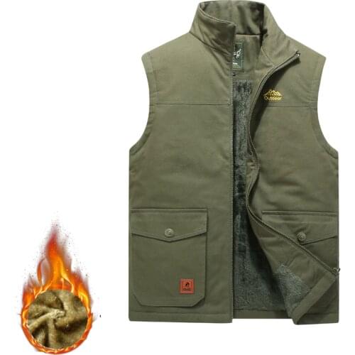 Outdoor Autumn Winter Men Coat Warm Sleeveless Jacket Casual Men Vest Coat Fleece Plus Velvet Military Waistcoat Big Size 8XL