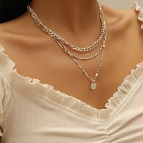 New Popular Three-Layer Disc Chain Jewelry Girl Bohemian Alloy Necklace Multilayer Necklace Female Gift