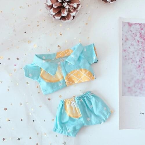 Doll clothes Fit For 20cm EXO Dolls Pineapple Orange Lovely Short shirt+short bants Toy for Girl Doll Accesory