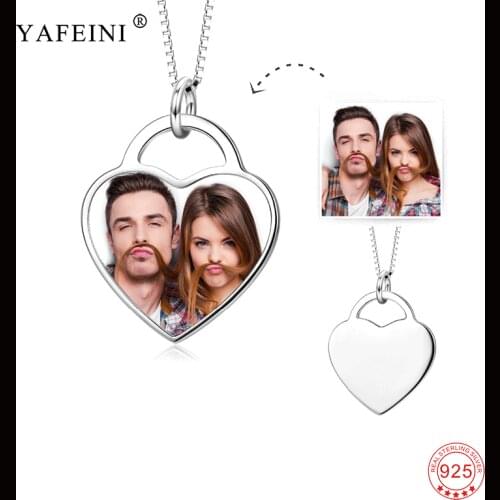925 Sterling Silver Custom Name and Picture Statement Necklace Personality Heart Pendant Necklace Fashion Accessories