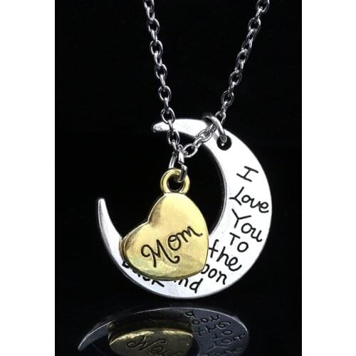 Heart Pendant Necklace Jewelry I Love You To The Moon Alloy Custom Mom Necklaces For Women Mother Day Gift Fashion Necklace