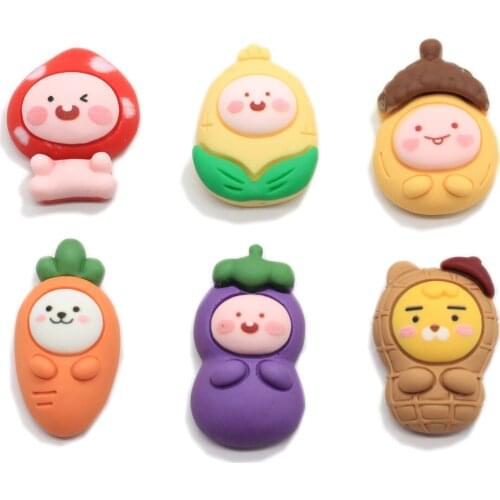 Resin Cartoon Vegetable Cabochon Beads Kawaii Artificial Food Dolls DIY Craft Phone Case Art Decor Pendants Jewelry Ornament