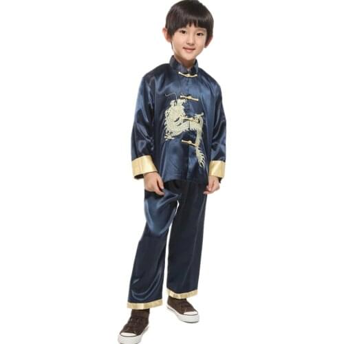 Shanghai Story Chinese traditional embroider dragon sets for boys Chinese style boys kung fu suit sets Martial Arts Sets