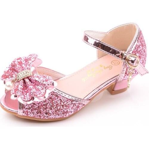 SKOEX Girls Princess Shoes Children Sandals Open Toe Low Heel Flower Wedding Dance Party Dress Shoes for Little Girl Big Kids