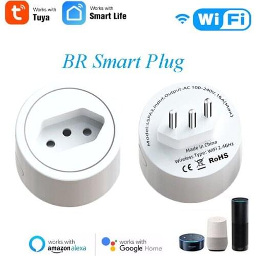 Smart Home Brazil Wifi Smart Plug 16A 110-240V With Power Monitor Function App Remote Control Works With Alexa Google Home