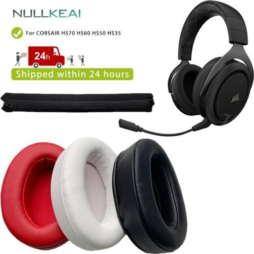 NULLKEAI Replacement Earpads For CORSAIR HS70 HS60 HS50 HS35 Headphones Earmuff Cover Cushion Headband Cups