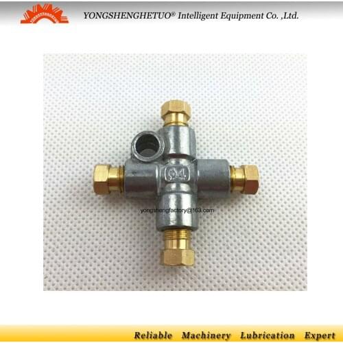 Hose connector cross joint 4mm thread 4T-8-8 +hex bushing PA+seal ring PB for lubrication pipeline