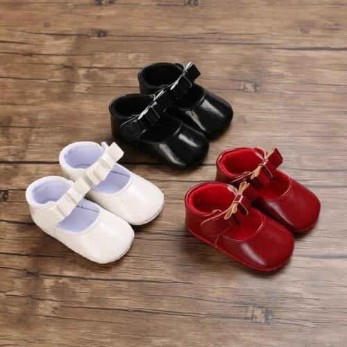 NEW Toddler Baby Girl Bowknow PU Crib Shoes, Soft Sole Princess Mary Jane Flats with Non-Slip Bottom