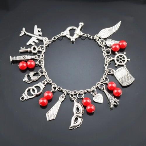 Movie Jewelry Women Fashion FSOG Charm Bracelet Fifty Shades of Grey Inspired 50 Shades charm Tie Handcuffs Gray Bracelet