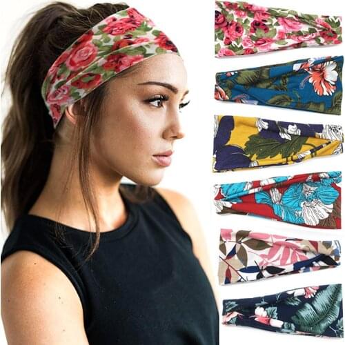 Women Floral Print Wide Headband Sweatband Running Yoga Anti Sweat Hairband hair bands for women hair accessories