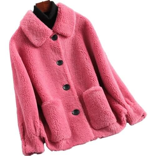 Real Sheep Shearling Fur Coat for Women Winter Short Fur Jacket Female 2020 New Large Grain Wool Jackets Casacos Femininos Wxl05