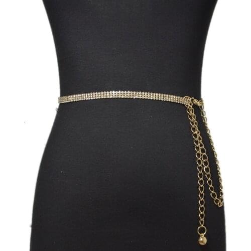 Female Row Bright Bride Bling Crystal Diamond Waist Chain Belt Fashion Luxury Womens Rhinestone Belt Rhinestones