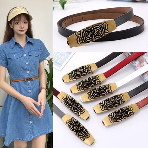 Women Smooth Button Genuine Leather Luxurybelt Multi-color Optional Casual Waistband Straps Waist Belts Female DressAccessories