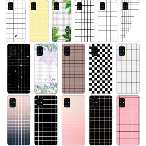 157SD Luxury Retro Black White Grid Soft Silicone Tpu Cover phone Case for Samsung Galaxy A01 A10 A31 A40 A41 A51 A71 A70 2019