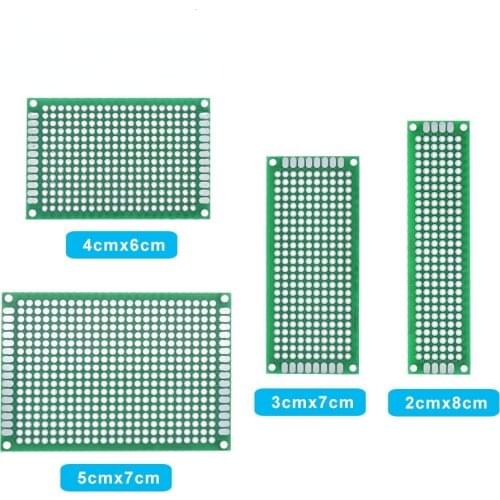 20pcs 5x7 4x6 3x7 2x8cm double Side Copper prototype pcb Universal Board Fiberglass board for Arduino