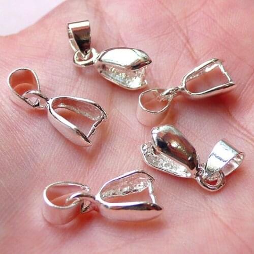 200pcs Silver Pinch Bails / Claw Bail / Pendant Bail / Necklace Bail 5mm x 19mm Pendant Charm Making JK338-200PCS