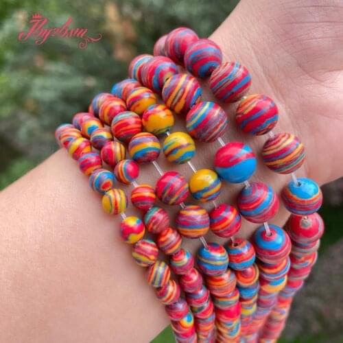 6/8/10mm Round Smooth red Artificial Malachite Stone Beads For DIY Necklace Bracelet Jewelry Making Strand 15" Free Shipping