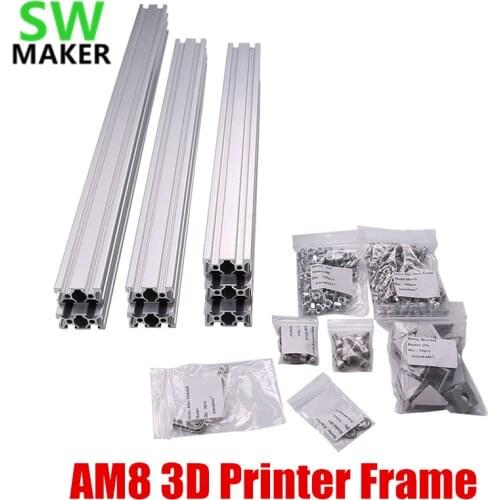 1 set AM8 3D Printer Aluminum Metal Extrusion Profile Frame with / Nuts Screw Bracket Corner for Anet A8 3D printer parts