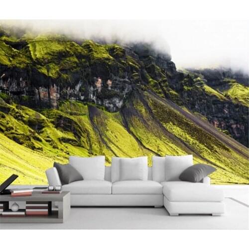 Beibehang Customized mountain rock green mural modern natural scenery fashion flowing water waterfall forest landscape painting